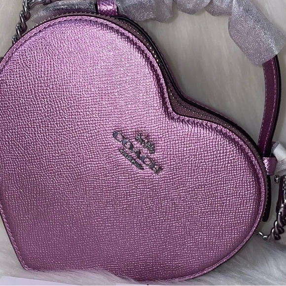 Coach Metallic Pink Heart Crossbody Bag